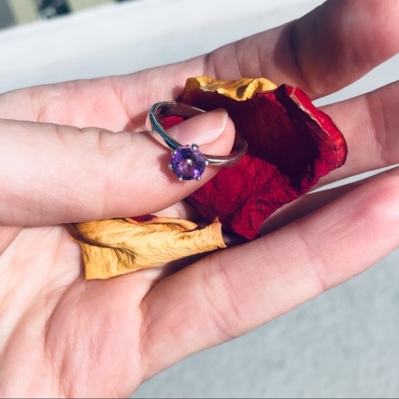 Solitaire Amethyst Hexagonal Sterling Silver - Picture 4 of 10